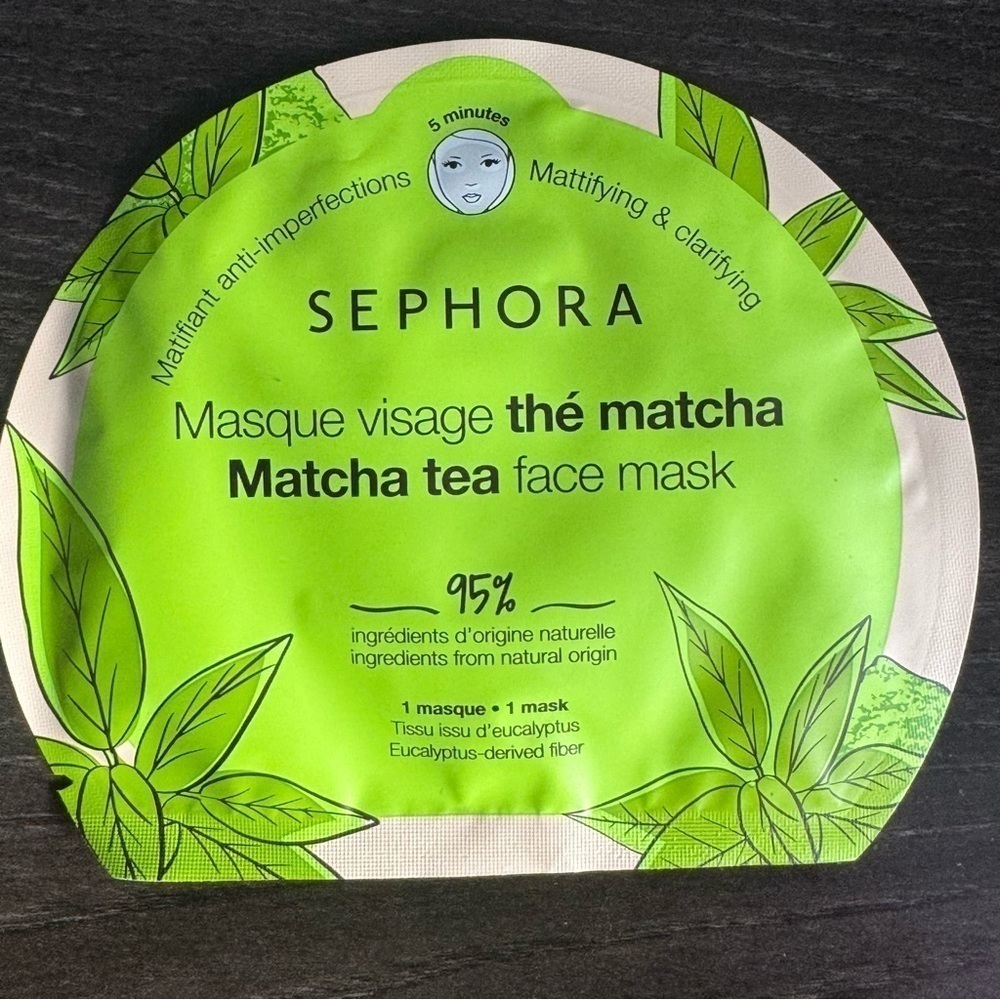 Sephora matcha tea face mask box of 10 mattifying and clarifying sheet mask